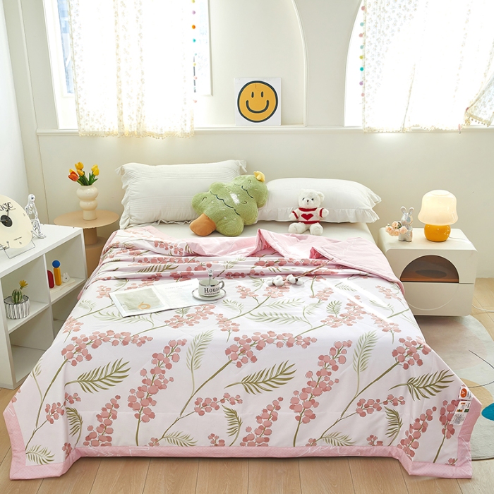 91家纺网 家纺一手货源 找家纺 美之润2025新款A类全棉印花夏被空调被夏凉被 石楠花