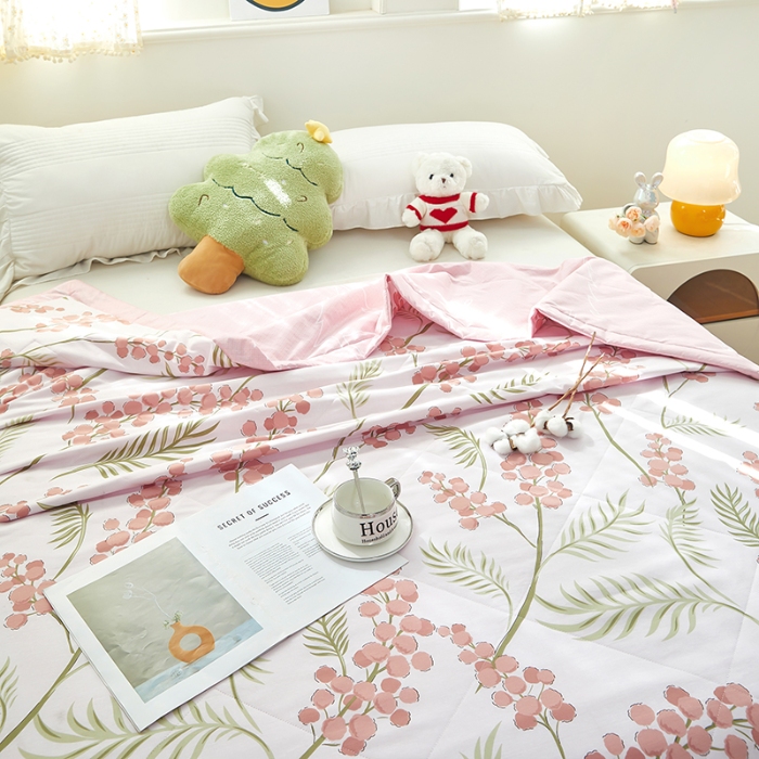 91家纺网 家纺一手货源 找家纺 美之润2025新款A类全棉印花夏被空调被夏凉被 石楠花