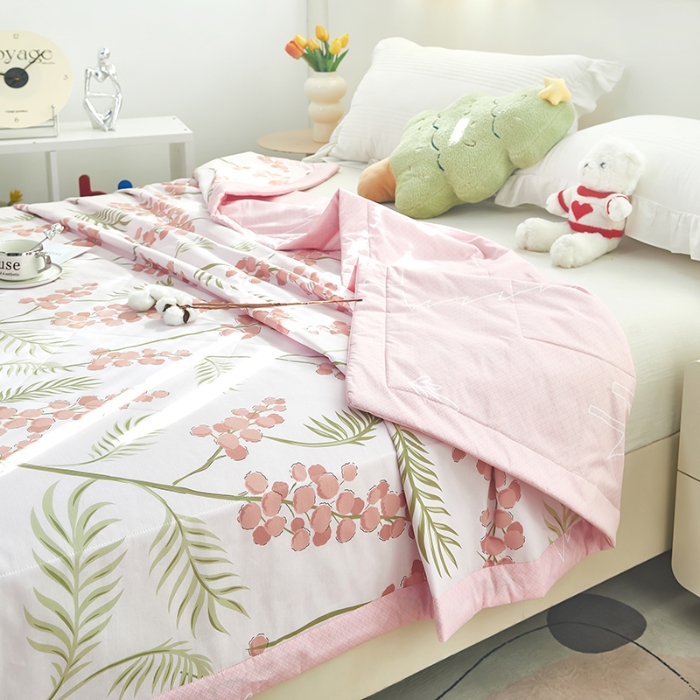 91家纺网 家纺一手货源 找家纺 美之润2025新款A类全棉印花夏被空调被夏凉被 石楠花