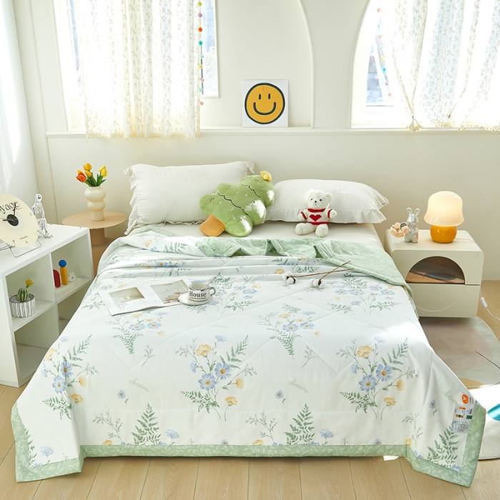 91家纺网 家纺一手货源 找家纺 美之润2025新款A类全棉印花夏被空调被夏凉被 拾光花间