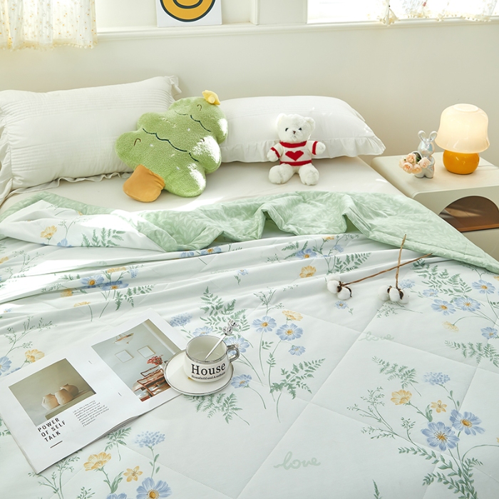 91家纺网 家纺一手货源 找家纺 美之润2025新款A类全棉印花夏被空调被夏凉被 拾光花间