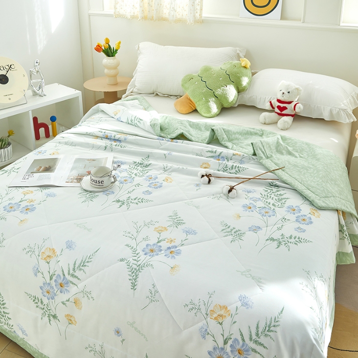 91家纺网 家纺一手货源 找家纺 美之润2025新款A类全棉印花夏被空调被夏凉被 拾光花间