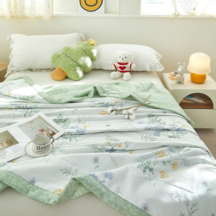 91家纺网 家纺一手货源 找家纺 美之润2025新款A类全棉印花夏被空调被夏凉被 拾光花间