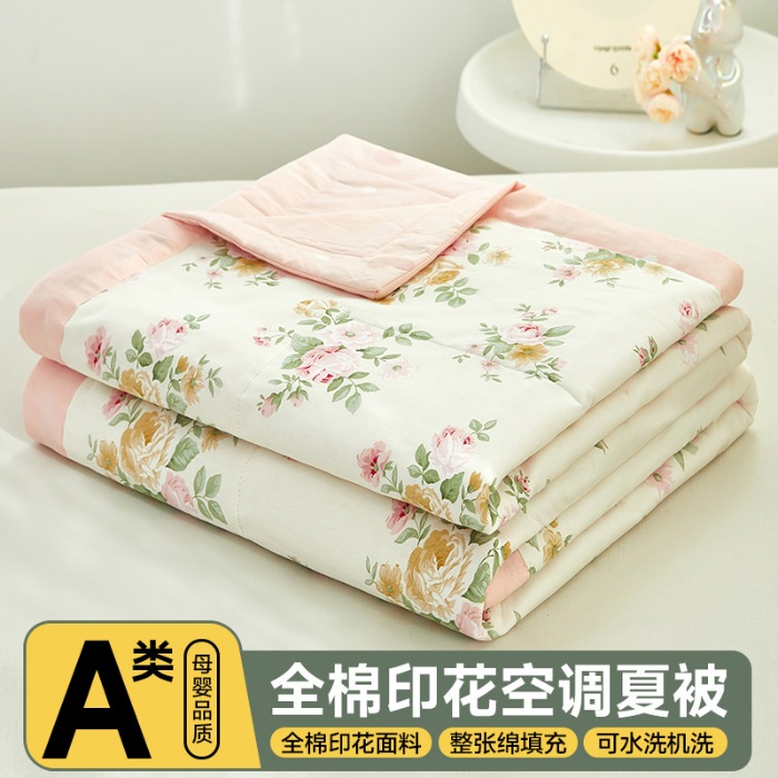 91家纺网 家纺一手货源 找家纺 美之润2025新款A类全棉印花夏被空调被夏凉被 月夕花晨(米)