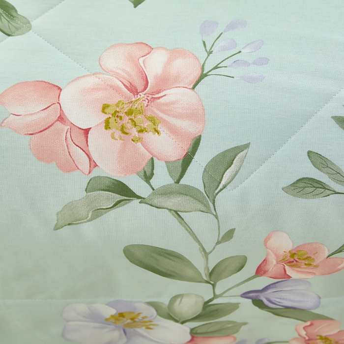 91家纺网 家纺一手货源 找家纺 美之润2025新款A类全棉印花夏被空调被夏凉被 云想花容(绿)