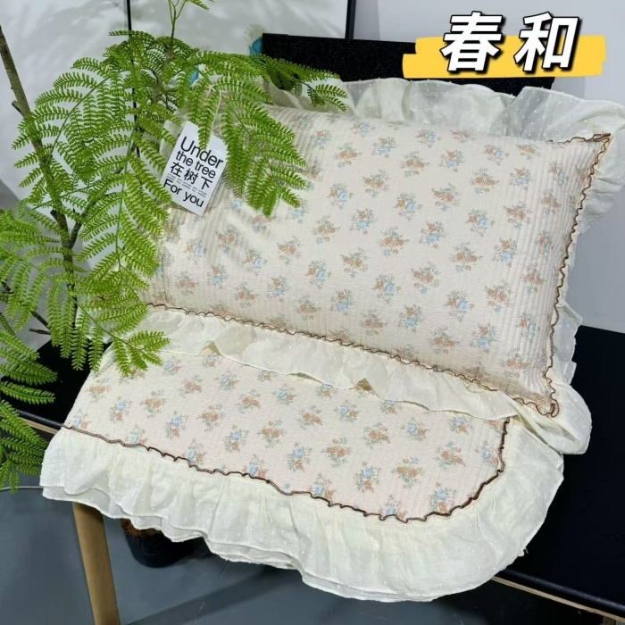 91家纺网 家纺一手货源 找家纺 （总）纯棉床盖被套255×230小香风法式全棉床裙花边夹棉床盖+枕套×2