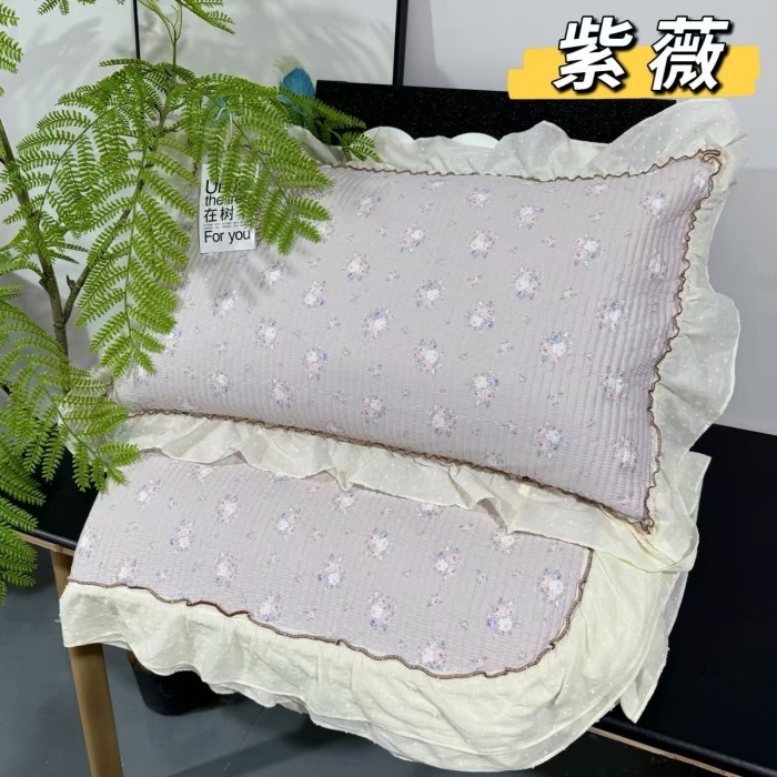 91家纺网 家纺一手货源 找家纺 （总）纯棉床盖被套255×230小香风法式全棉床裙花边夹棉床盖+枕套×2