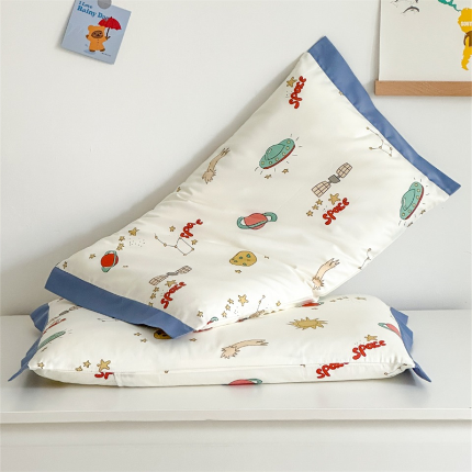 91家纺网 家纺一手货源 找家纺 （总）北鸣有鱼枕芯馆 2024新款全棉纯棉60S长绒棉儿童枕头套学生枕套卡通宝宝枕巾吸汗乳胶枕儿童可爱枕套