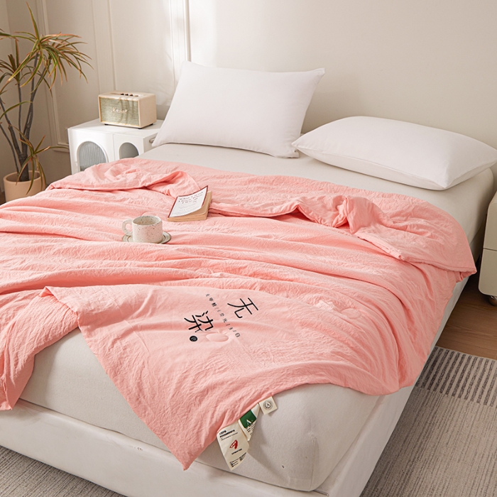 91家纺网 家纺一手货源 找家纺 恒畅 2025新款A类无染抗菌夏被被芯夏凉被空调被 无染夏被-粉色