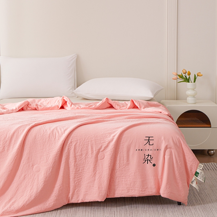 91家纺网 家纺一手货源 找家纺 恒畅 2025新款A类无染抗菌夏被被芯夏凉被空调被 无染夏被-粉色