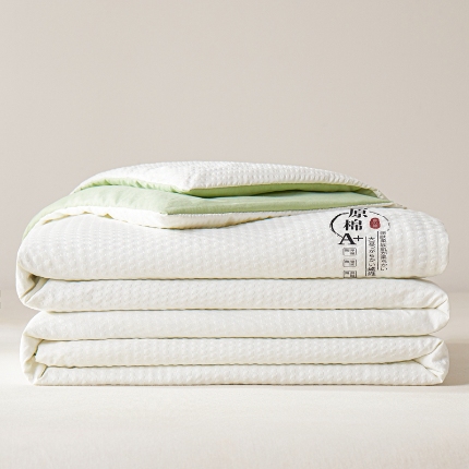 恒畅 2025新款A类原棉抗菌夏被被芯夏凉被空调被 原棉双拼-白绿