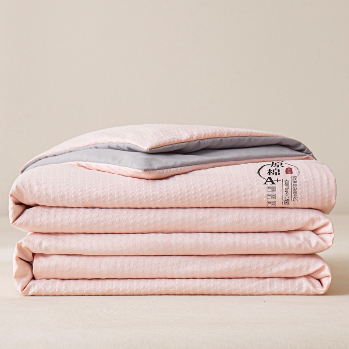 91家纺网 家纺一手货源 找家纺 恒畅 2025新款A类原棉抗菌夏被被芯夏凉被空调被 原棉双拼-粉灰