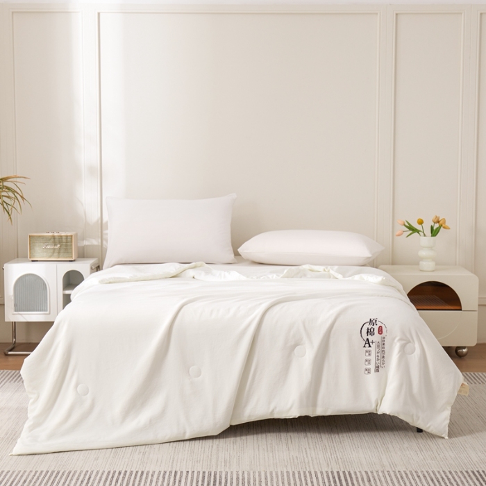 91家纺网 家纺一手货源 找家纺 恒畅 2025新款A类原棉抗菌夏被被芯夏凉被空调被 原棉夏被-白色