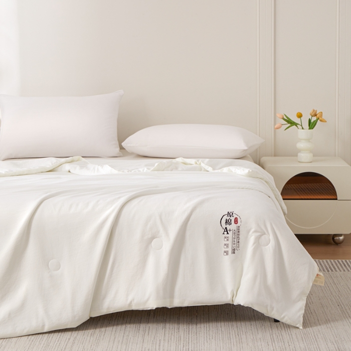 91家纺网 家纺一手货源 找家纺 恒畅 2025新款A类原棉抗菌夏被被芯夏凉被空调被 原棉夏被-白色