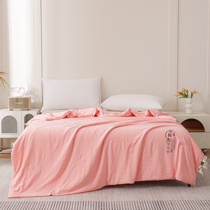 91家纺网 家纺一手货源 找家纺 恒畅 2025新款A类原棉抗菌夏被被芯夏凉被空调被 原棉夏被-粉色