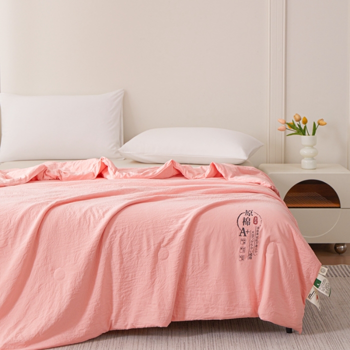 91家纺网 家纺一手货源 找家纺 恒畅 2025新款A类原棉抗菌夏被被芯夏凉被空调被 原棉夏被-粉色