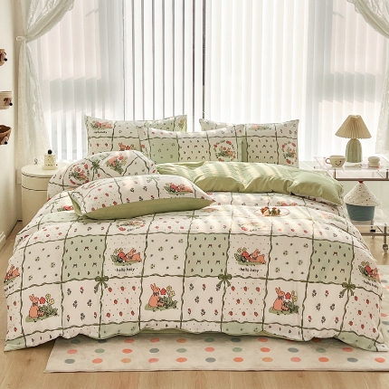 91家纺网 家纺一手货源 找家纺 （总）2025新款轻奢高密度磨毛卡通风水洗棉四件套床上用品