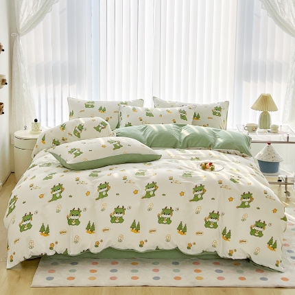 91家纺网 家纺一手货源 找家纺 （总）2025新款轻奢高密度磨毛卡通风水洗棉四件套床上用品