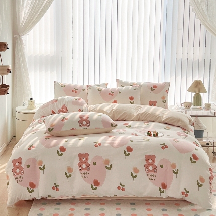 91家纺网 家纺一手货源 找家纺 （总）2025新款轻奢高密度磨毛卡通风水洗棉四件套床上用品