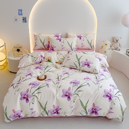 91家纺网 家纺一手货源 找家纺 （总）【苏东来】2025年小清新纯棉印花四件套少女风甜美13372小碎花印花全棉四件套套件ins多巴胺田园风纯棉四件套被套床单枕套