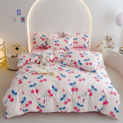 91家纺网 家纺一手货源 找家纺 （总）【苏东来】2025年小清新纯棉印花四件套少女风甜美13372小碎花印花全棉四件套套件ins多巴胺田园风纯棉四件套被套床单枕套