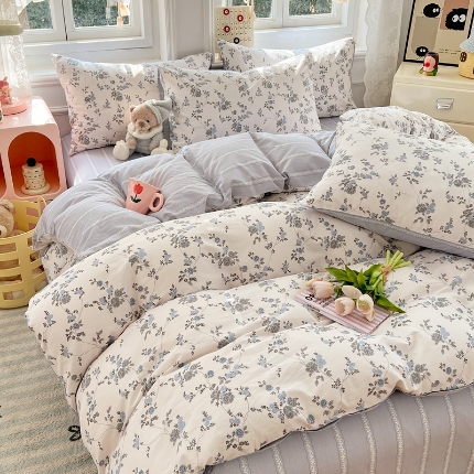 91家纺网 家纺一手货源 找家纺 （总）2025新款春季高支密度亲肤磨毛长绒棉全棉四件套学生款床上用品