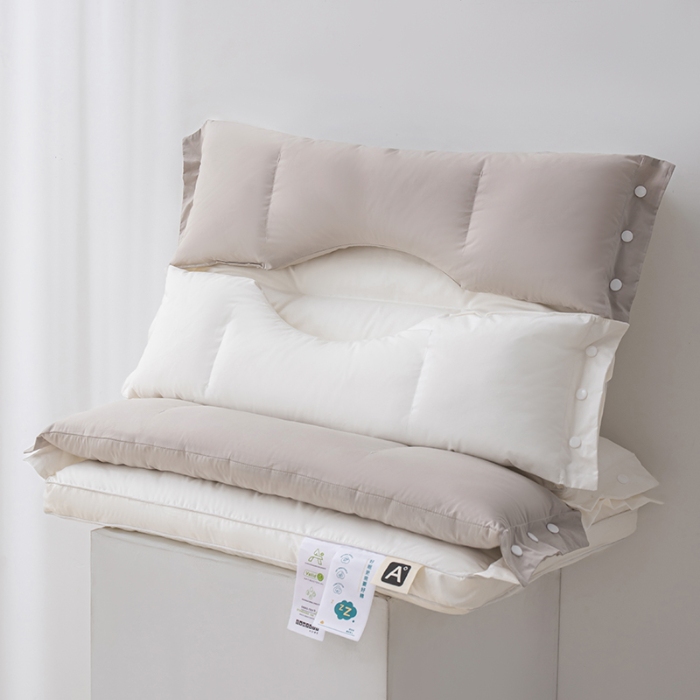 91家纺网 家纺一手货源 找家纺 （总）欣梦莱家纺全棉A类喷气三合一护颈枕牵引颈椎按扣可拆分不压耳枕芯