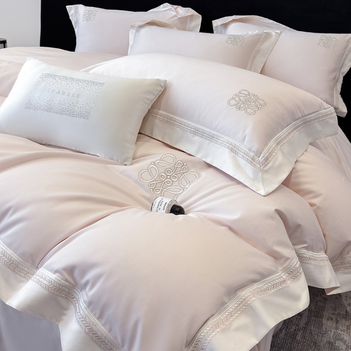 91家纺网 家纺一手货源 找家纺 （总）春夏新款50*50S贡缎长绒棉刺绣四件套纯棉床单床笠高档礼盒装