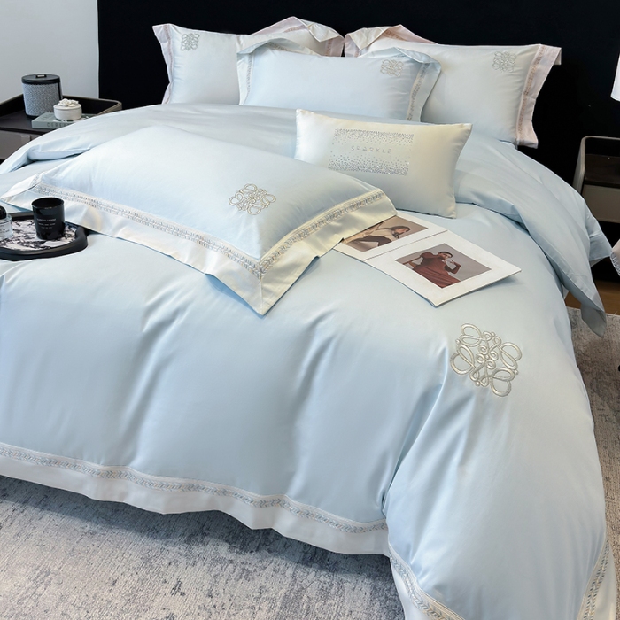 91家纺网 家纺一手货源 找家纺 （总）春夏新款50*50S贡缎长绒棉刺绣四件套纯棉床单床笠高档礼盒装