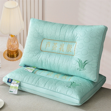 兴丝露枕芯 芦荟枕 全棉羽丝枕 绣花枕 护颈枕 成人立体双边枕头