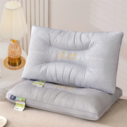 兴丝露枕芯 大豆全棉羽丝枕 绣花枕 护颈枕 成人立体双边枕头