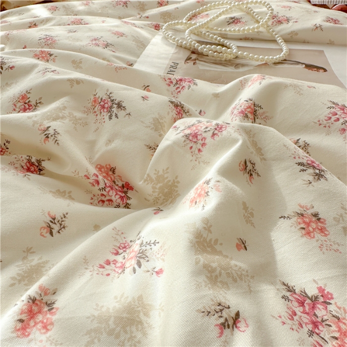 91家纺网 家纺一手货源 找家纺 （总）忘忧草 2025新款全棉133*72纯棉小清新床裙花边四件套