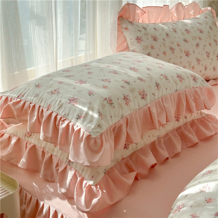 91家纺网 家纺一手货源 找家纺 （总）忘忧草 2025新款全棉133*72纯棉小清新床裙花边四件套