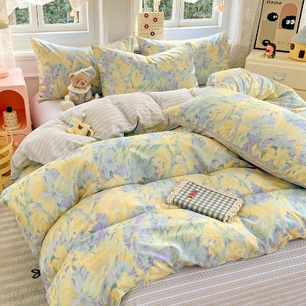 91家纺网 家纺一手货源 找家纺 （总）2025新款ins可爱公主风亲肤全棉四件套单被套床笠床上用品