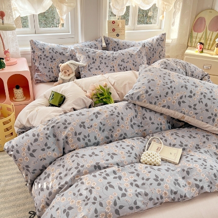 91家纺网 家纺一手货源 找家纺 （总）2025新款ins可爱公主风亲肤全棉四件套单被套床笠床上用品
