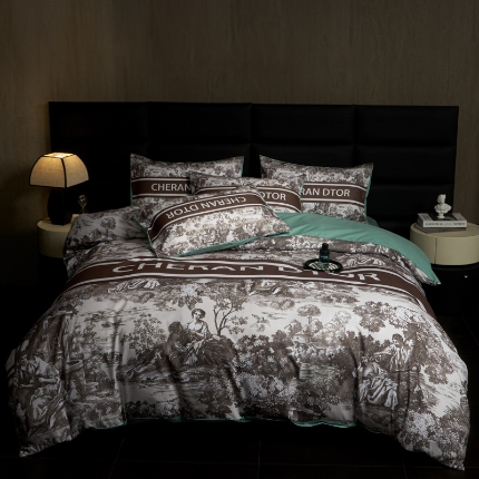 91家纺网 家纺一手货源 找家纺 花沐 2025新款轻奢潮牌亲肤棉纯棉四件套 迟暮