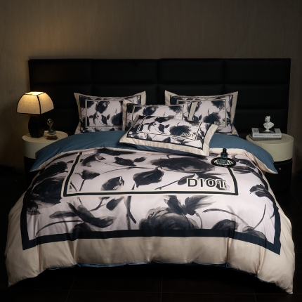 91家纺网 家纺一手货源 找家纺 花沐 2025新款轻奢潮牌亲肤棉纯棉四件套 美迪