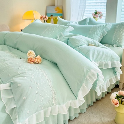 91家纺网 家纺一手货源 找家纺 （总）舒咪欧2025春夏韩版法式公主风水洗棉床（悠然春日）