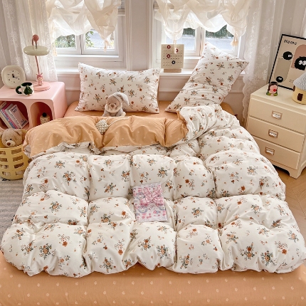 91家纺网 家纺一手货源 找家纺 （总）2025新款13070纯棉双面印花磨毛四件套学生宿舍三件套