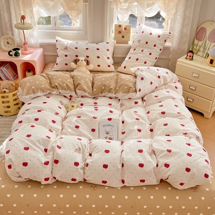 91家纺网 家纺一手货源 找家纺 （总）2025新款13070纯棉双面印花磨毛四件套学生宿舍三件套