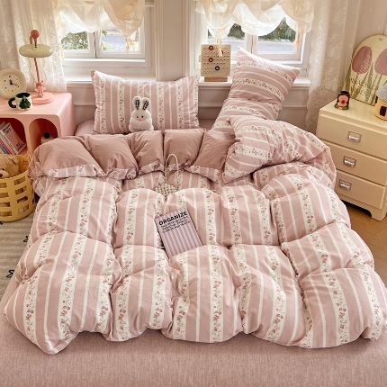 91家纺网 家纺一手货源 找家纺 （总）2025新款13070纯棉双面印花磨毛四件套学生宿舍三件套