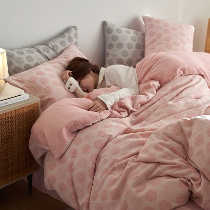 （总）艾咪 全棉立体浮雕提花双层纱四件套