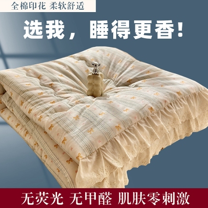91家纺网 家纺一手货源 找家纺 （总）尊妙被业 2025新款全棉夏被纯棉花边夏凉被空调被床盖三件套