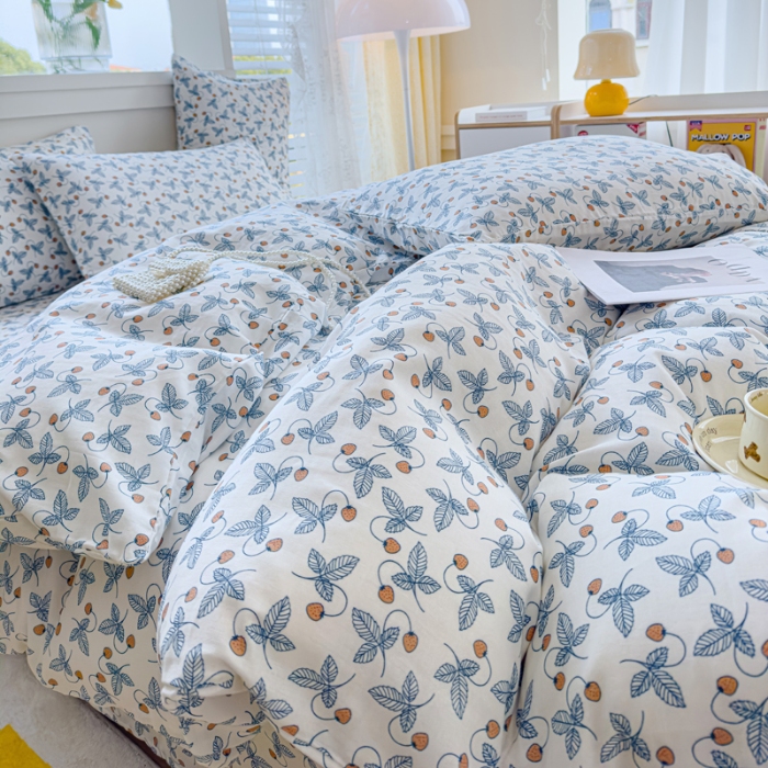 91家纺网 家纺一手货源 找家纺 （总）【苏东来】2025高端AA版有氧全棉双层纱 纯棉四件套纯棉双层纱四件套针织棉泡泡棉色织水洗棉四件套全棉四件套