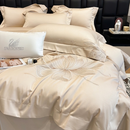 91家纺网 家纺一手货源 找家纺 （总）星蕴家纺 2025新品新疆全棉刺绣四件套-尤娜