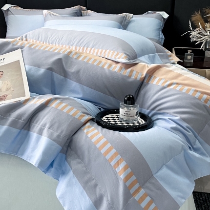 91家纺网 家纺一手货源 找家纺 （总）（控价）2025新款 专版花型 高克重A类 全棉长绒棉数码印花四件套-布拉格之恋