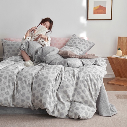 艾咪 全棉立体浮雕提花双层纱四件套 波妞-灰