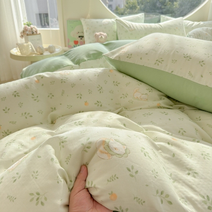 91家纺网 家纺一手货源 找家纺 （总）耀悦家纺 2025新款双层纱印花四件套