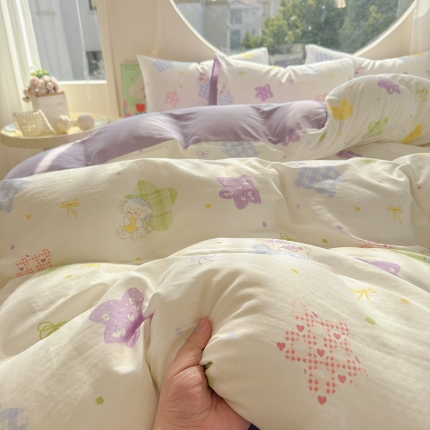 91家纺网 家纺一手货源 找家纺 （总）耀悦家纺 2025新款双层纱印花四件套