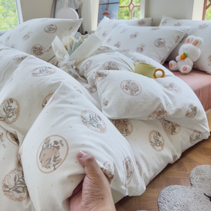 91家纺网 家纺一手货源 找家纺 （总）耀悦家纺 2025新款双层纱印花四件套